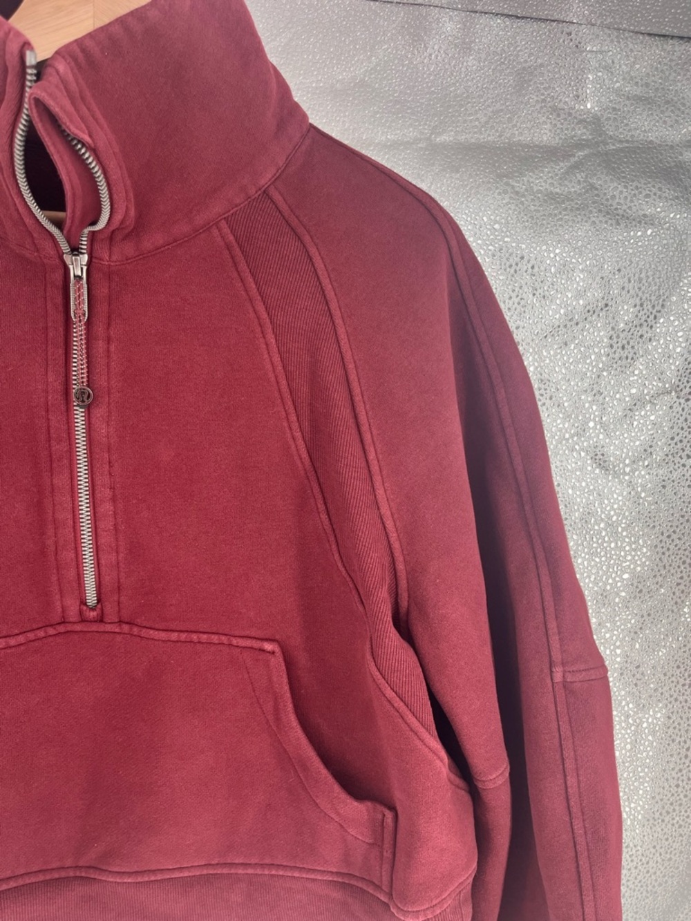 Lululemon Scuba Oversized Funnel Neck Half-Zip Sweatshirt Red Merlot Size XS/S - Picture 5 of 14